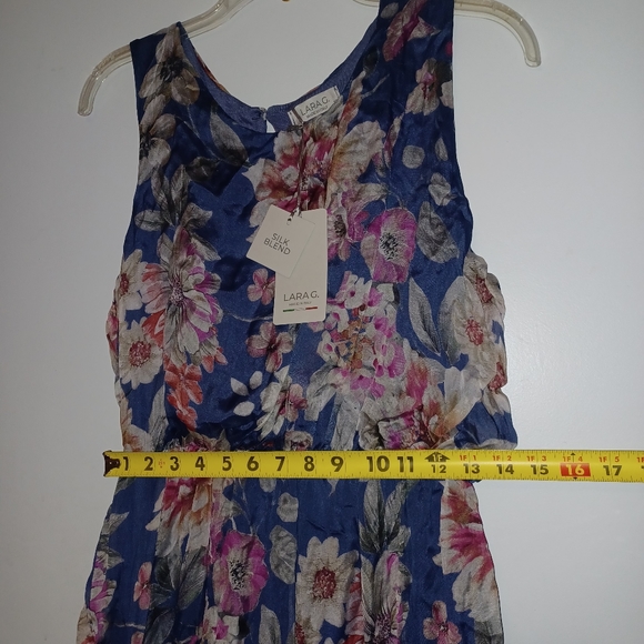 LARA G. BY LARA GUIDOTTI DRESS BLUE/PINKFLORAL SILK BLEND XL NEW MADE IN ITALY. - Picture 8 of 8